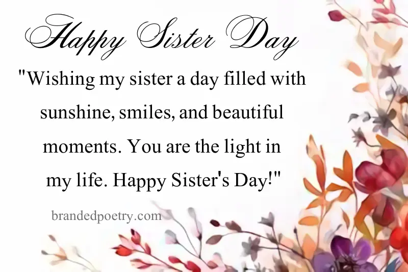beautiful sister day wishing card in english