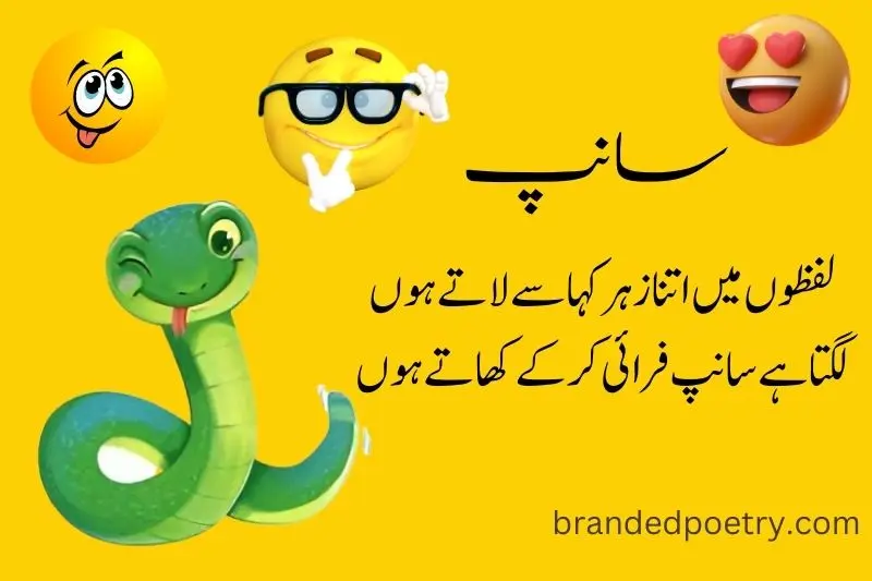 funny snake poetry in urdu for sad kids