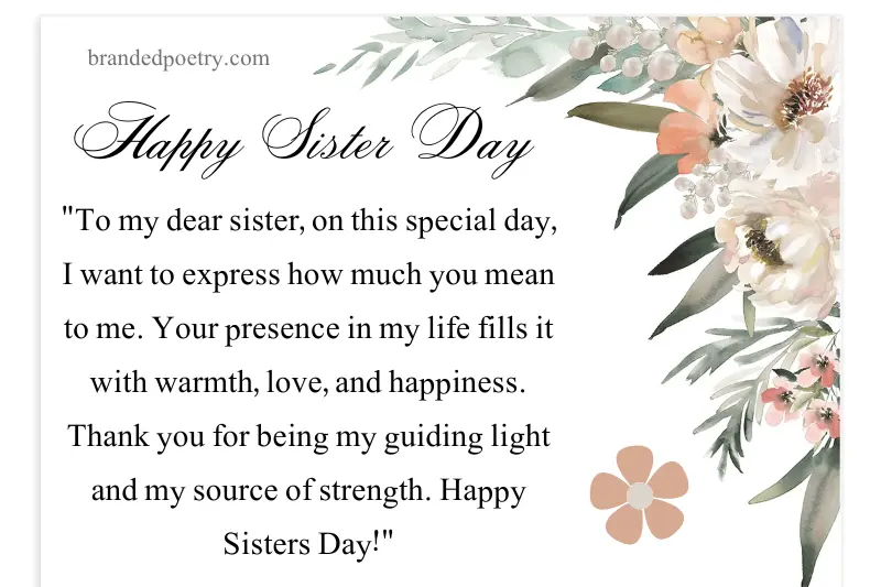 happy sister day greeting card in english