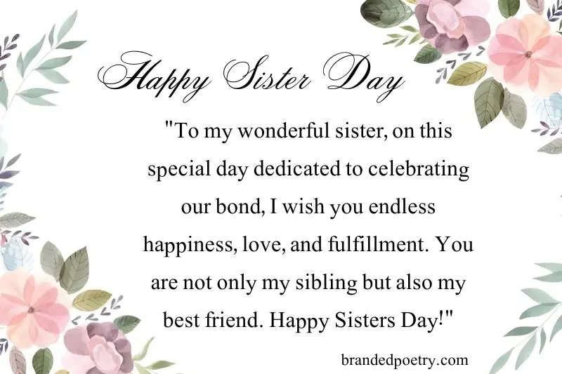 happy sister day wish in english
