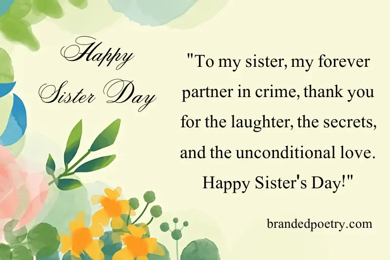 happy sister day wishing card in english
