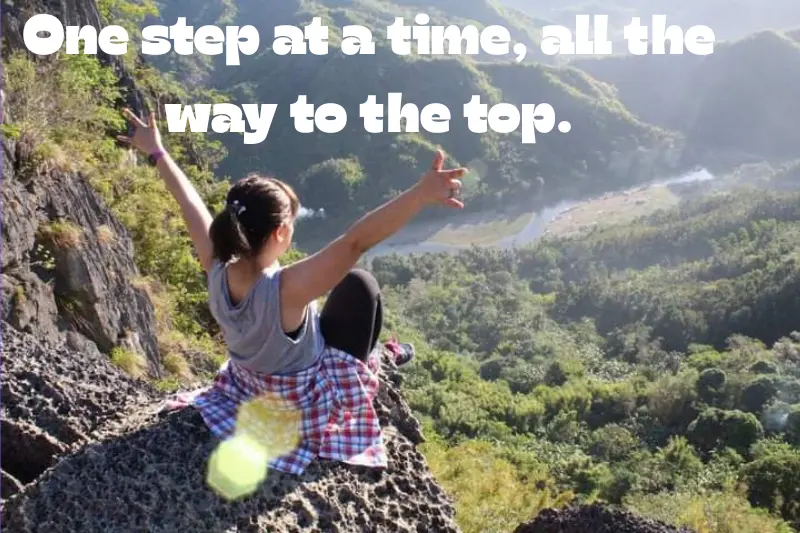 one step at a time, all the way to the top
