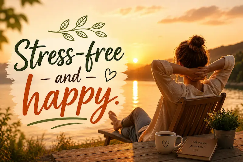 Stress-free and happy.